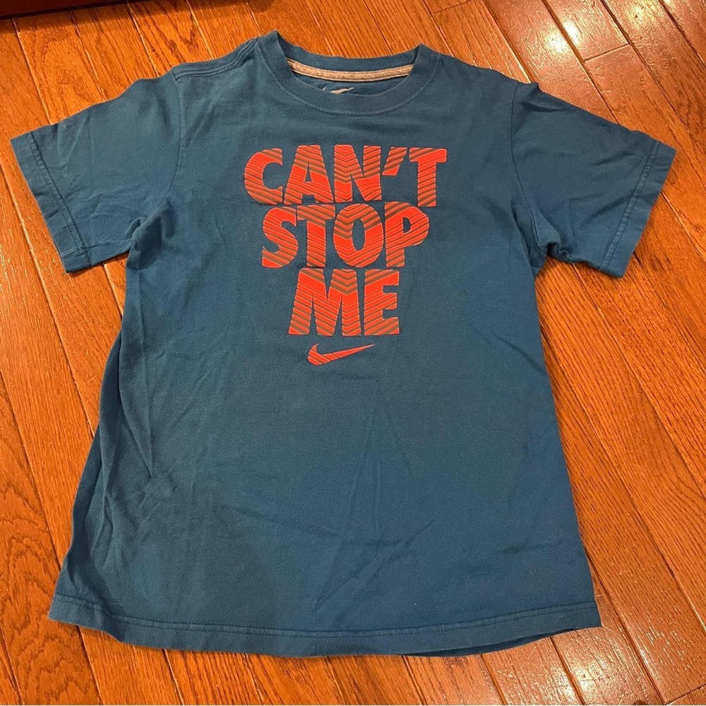 Nike Boys Blue T-Shirt with Orange Print